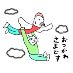 [LINEスタンプ] ねこのにゃごろうとにわとりのコッコ