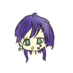 [LINEスタンプ] ばつ印が付いた紫髪の子