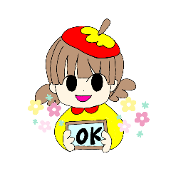 [LINEスタンプ] リンゴ帽子の女の子