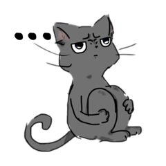 [LINEスタンプ] 気難しい顔の黒猫ちゃん