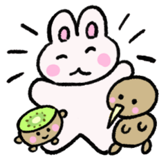 [LINEスタンプ] キウイとキーウィとウサギの日常スタンプ