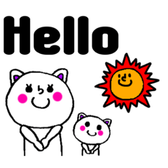 [LINEスタンプ] 【英語de】シロねこママちゃん