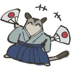 [LINEスタンプ] ゆるいフクロモモンガ04 武士編