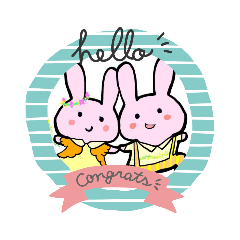 [LINEスタンプ] タテシマくんとヨコシマちゃん_B Rabbits