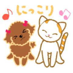 [LINEスタンプ] トイプーココアと白猫にゃん太