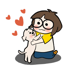 [LINEスタンプ] セリフなし犬と女の子のかわいいスタンプ