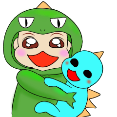 [LINEスタンプ] 恐竜を着た男の子赤ちゃんのポコ助