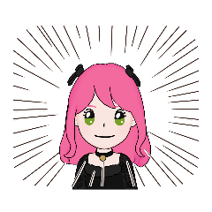 [LINEスタンプ] ピンクヘアーの女の子