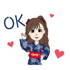 [LINEスタンプ] ロングヘアー垢抜け和服美人さん日常言葉