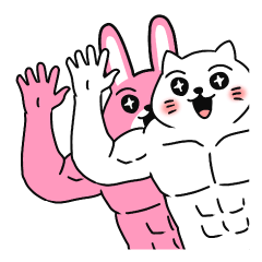 [LINEスタンプ] 筋肉ネコとウサギ2の画像（メイン）