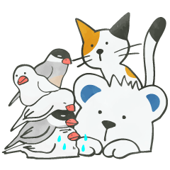[LINEスタンプ] 白熊 文鳥 ワオキツネザル 猫 犬と仲間達