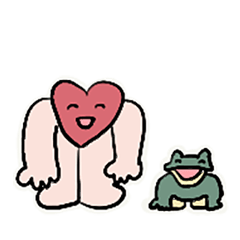 [LINEスタンプ] むき出しハートとケロ太