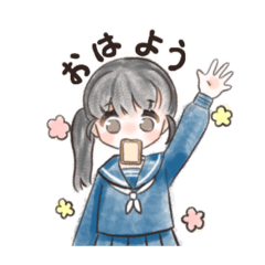 [LINEスタンプ] セーラー女子（紺）