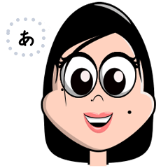 [LINEスタンプ] Big Eyes Black Hair Girl