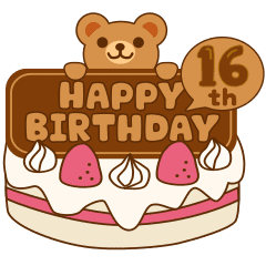 [LINEスタンプ] 1歳～16歳の誕生日ケーキ！動くクマのピコの画像（メイン）
