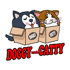 [LINEスタンプ] 犬 と 猫：ドキィとケティ