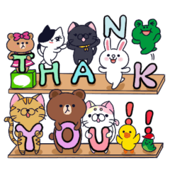 [LINEスタンプ] にゃん×3！！！＆LINE FRIENDS