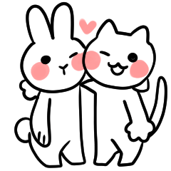 [LINEスタンプ] うさぎとねこのゆるゆる